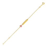 Bids.com 14k Yellow Gold 5 1/2 inch Childrens ID Bracelet with Enameled Heart Bracelets