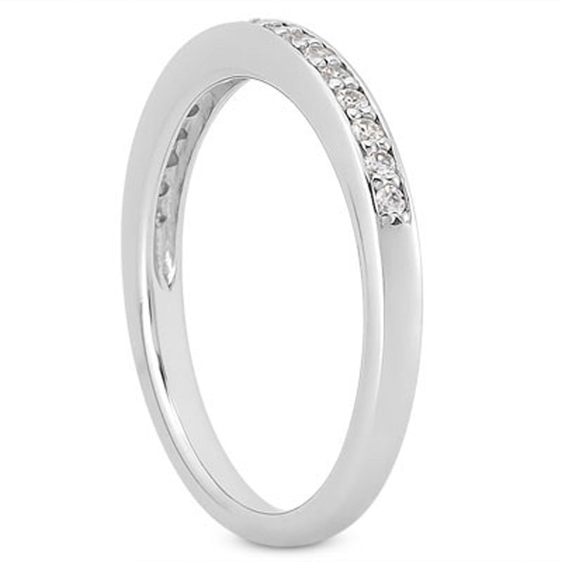 Bids.com 14k White Gold Micro-pave Flat Sided Diamond Wedding Ring Band Rings