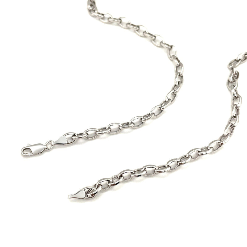 Bids.com 4.6mm 14k White Gold Oval Rolo Chain Necklaces