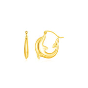 Bids.com 14K Yellow Gold Dolphin Hoop Earrings Earrings