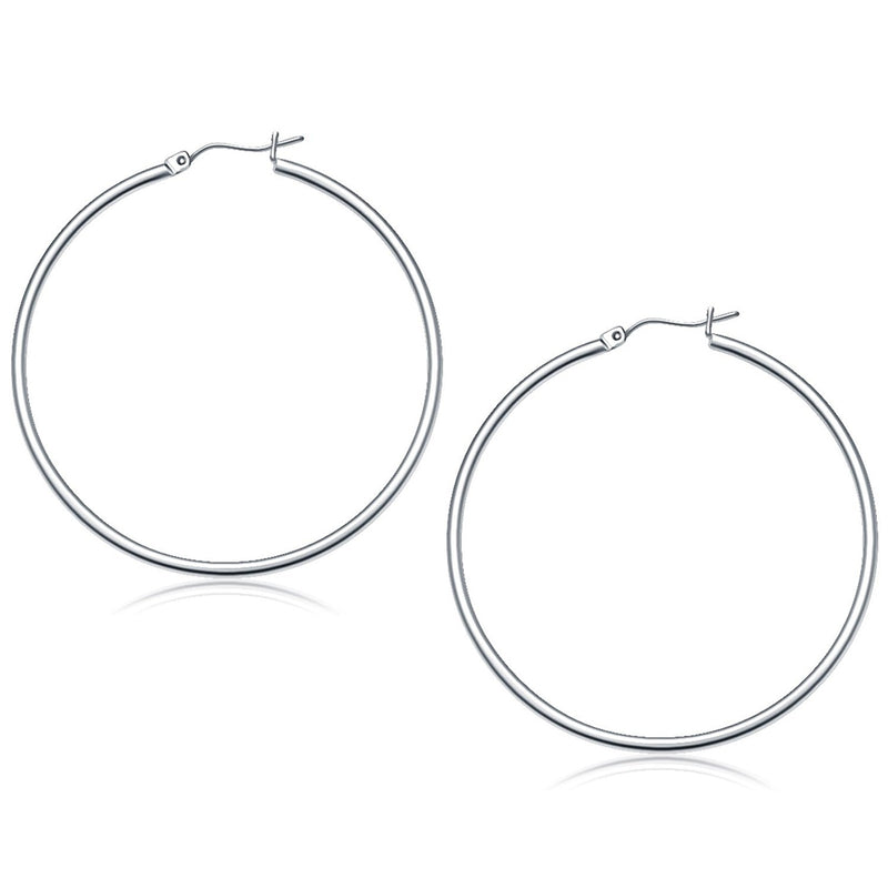 Bids.com 14k White Gold Polished Hoop Earrings (50 mm) Earrings