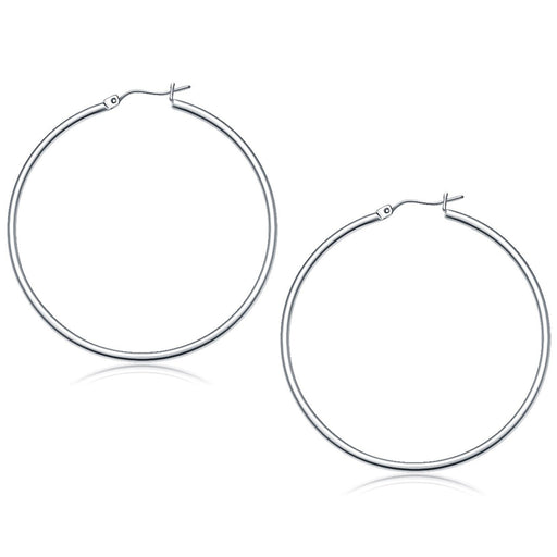 Bids.com 14k White Gold Polished Hoop Earrings (50 mm) Earrings