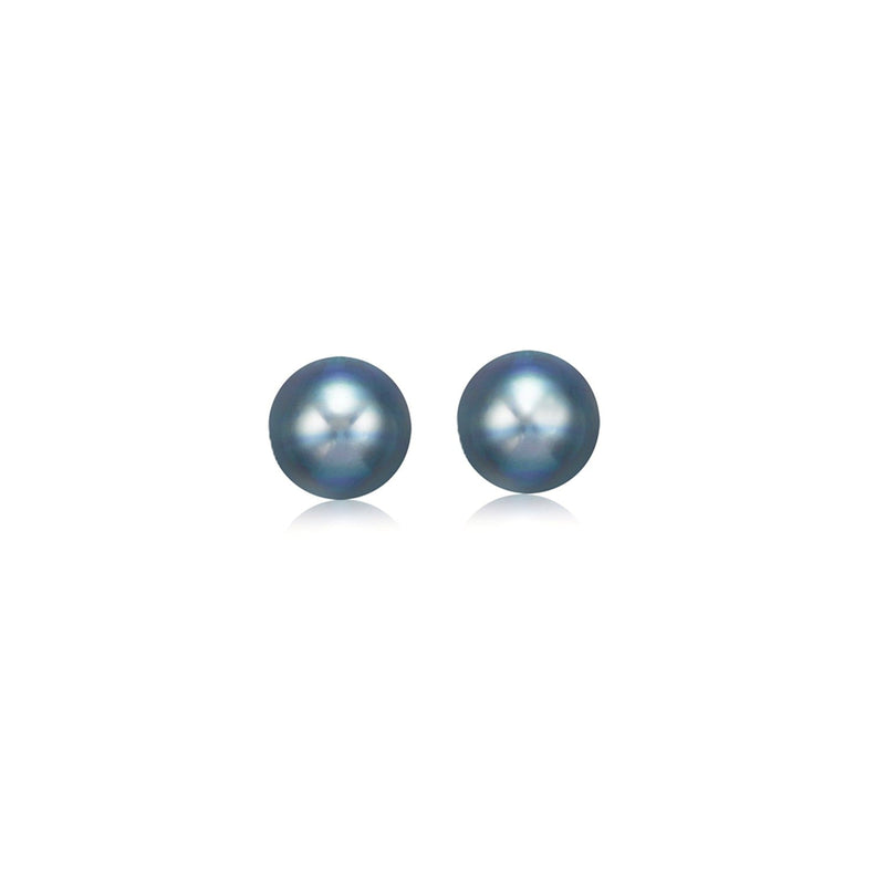 Bids.com 14k Yellow Gold Cultured Black Pearl Stud Earrings (7.0 mm) Earrings