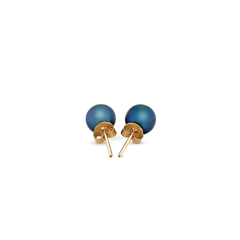 Bids.com 14k Yellow Gold Cultured Black Pearl Stud Earrings (7.0 mm) Earrings