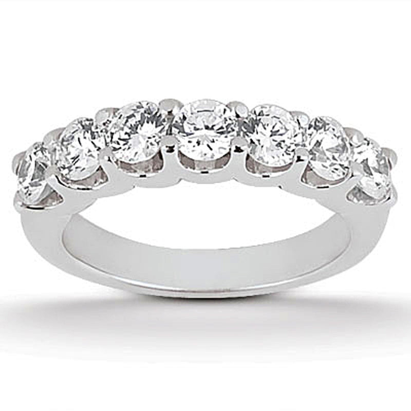 Bids.com 14k White Gold Diamond Scalloped Shared U Prong Setting Wedding Ring Band Rings