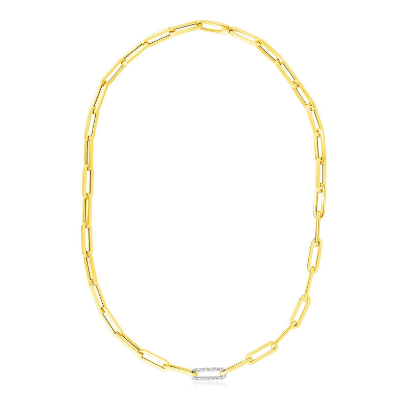 Bids.com 14k Yellow Gold Paperclip Chain Necklace with Diamond Link Necklaces