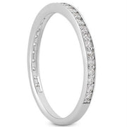 Bids.com 14k White Gold Micro-pave Diamond Wedding Ring Band Set 3/4 Around Rings
