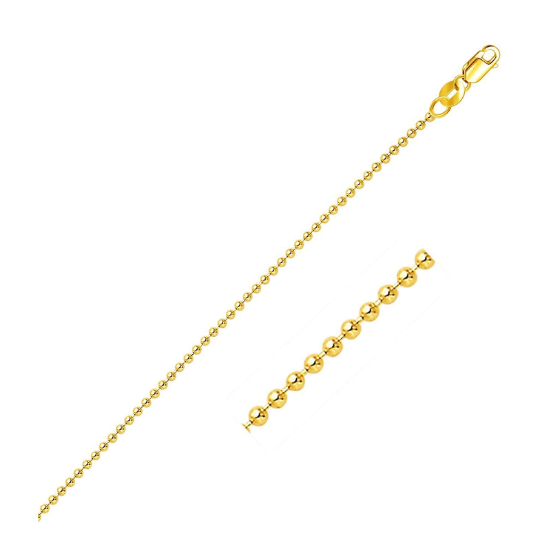 Bids.com 18k Yellow Gold Bead Chain 1.5mm (1.50 mm) Necklaces