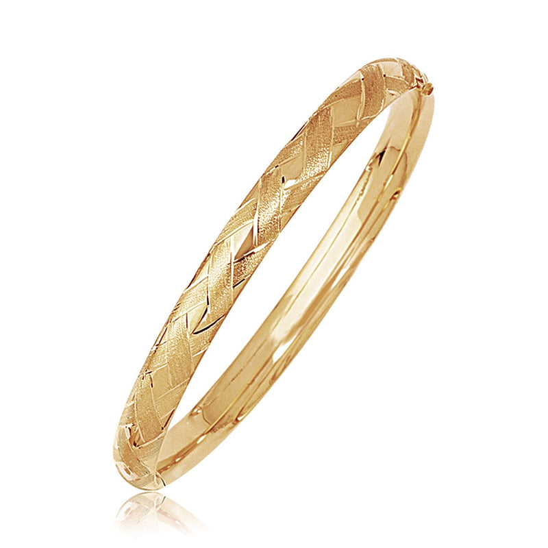 Bids.com 14k Yellow Gold Domed Bangle with a Weave Motif Bracelets