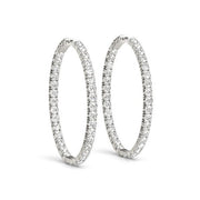 Bids.com Oval Shape Two Sided Diamond Hoop Earrings in 14k White Gold (2 cttw) Earrings