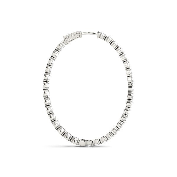 Bids.com Oval Shape Two Sided Diamond Hoop Earrings in 14k White Gold (2 cttw) Earrings