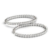 Bids.com Oval Shape Two Sided Diamond Hoop Earrings in 14k White Gold (2 cttw) Earrings