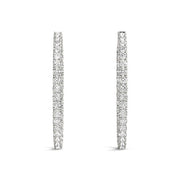 Bids.com Oval Shape Two Sided Diamond Hoop Earrings in 14k White Gold (2 cttw) Earrings