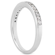 Bids.com 14k White Gold Pave Diamond Wedding Ring Band Set 1/2 Around Rings