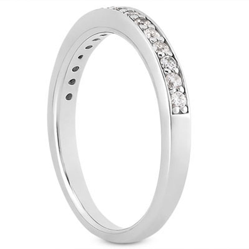 Bids.com 14k White Gold Pave Diamond Wedding Ring Band Set 1/2 Around Rings