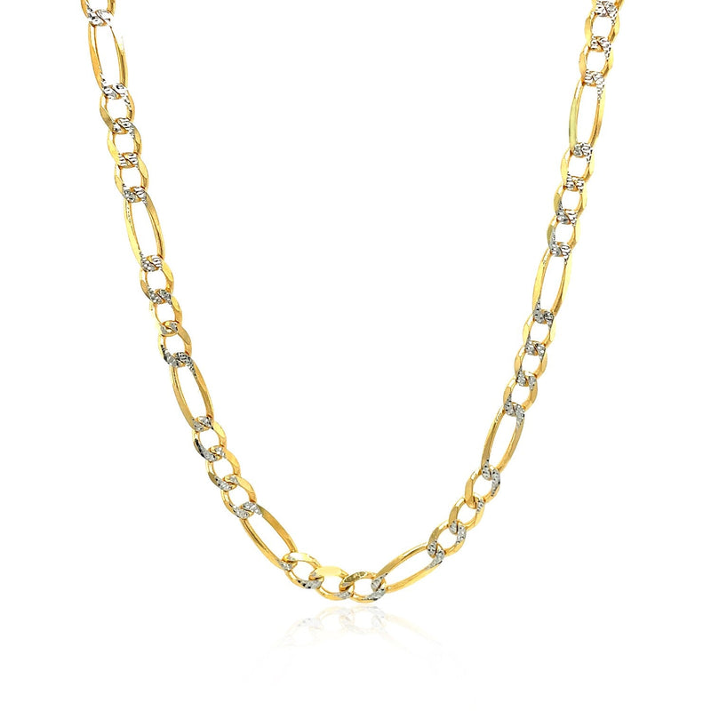 Bids.com 4.0mm 14K Yellow Gold Solid Pave Figaro Chain Necklaces