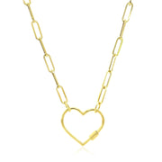 Bids.com 14k Yellow Gold Paperclip Chain Necklace with Heart Carabiner Clasp Necklaces