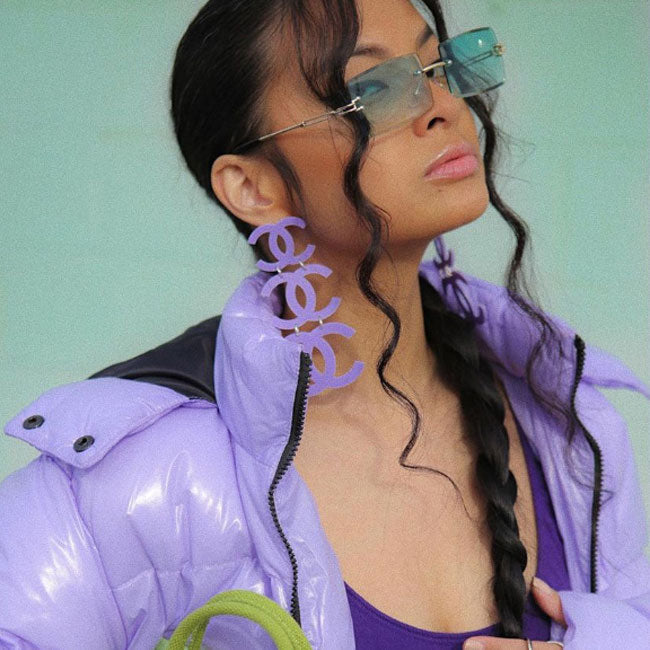 zeroUV Luxe 90s Inspired Full Rimless Metal Accent Medium Square Sunglasses D108 Sunglasses