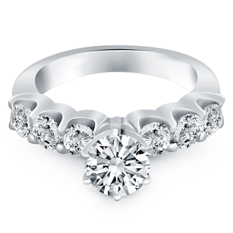 Bids.com 14k White Gold Shared Prong Diamond Engagement Ring Rings