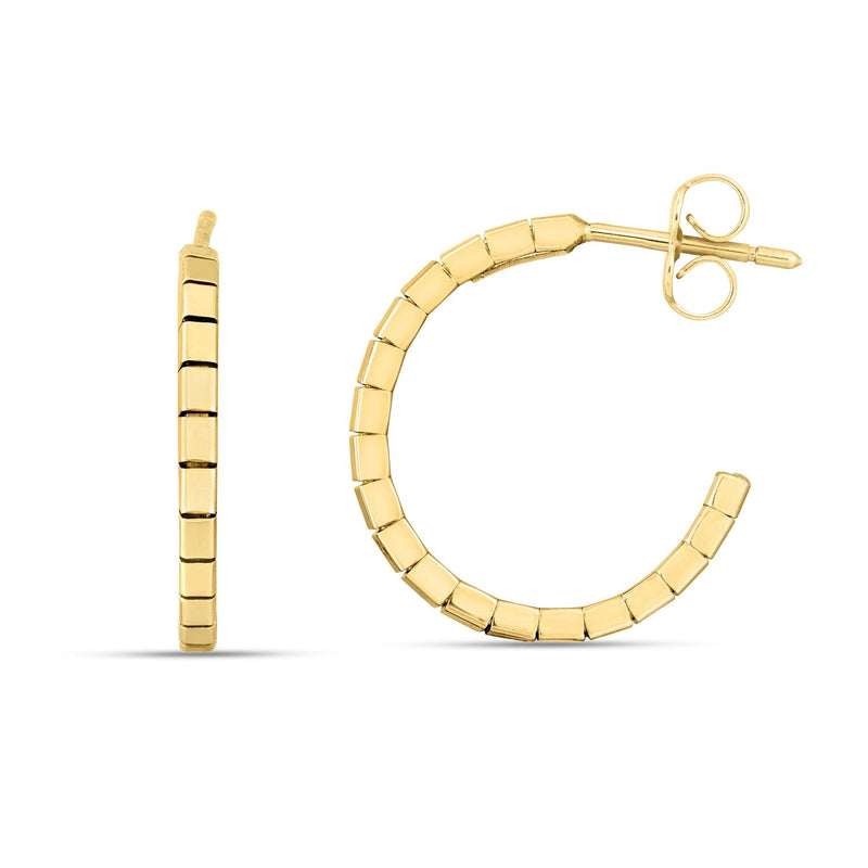 Bids.com 14k Yellow Gold Brick Omega Hoop Earrings Earrings