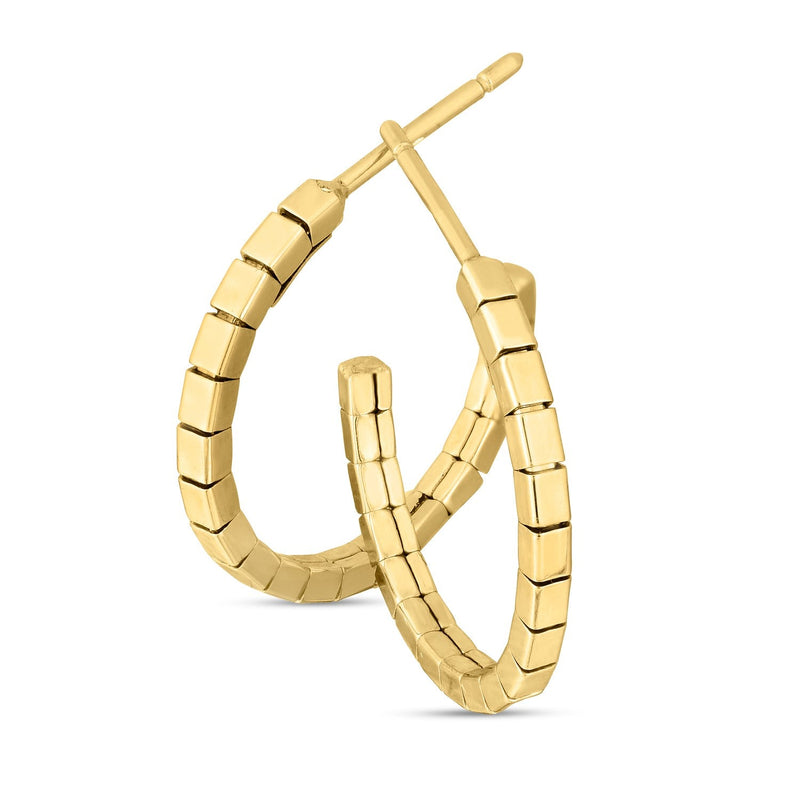 Bids.com 14k Yellow Gold Brick Omega Hoop Earrings Earrings
