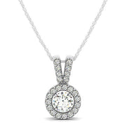Bids.com Round Pendant with Split Bail and Diamond Halo in 14k White Gold (3/4 cttw) Necklaces