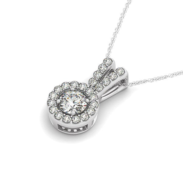 Bids.com Round Pendant with Split Bail and Diamond Halo in 14k White Gold (3/4 cttw) Necklaces
