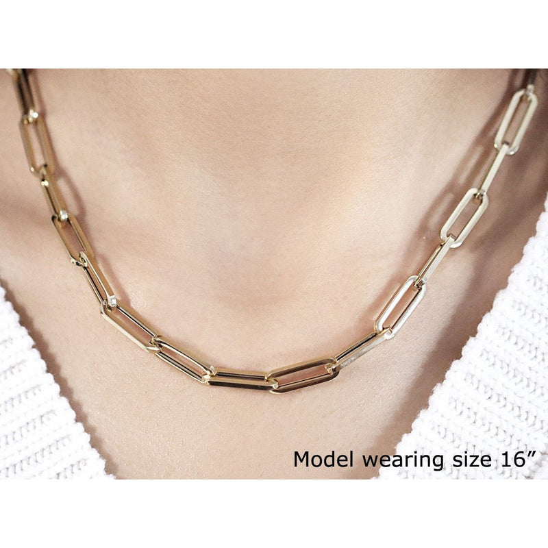 Bids.com 14K Yellow Gold Wide Paperclip Chain (6.1mm) Necklaces