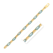 Bids.com 14k Yellow Gold Turquoise Paperclip Gem Link Bracelet (7.00 mm) Bracelets