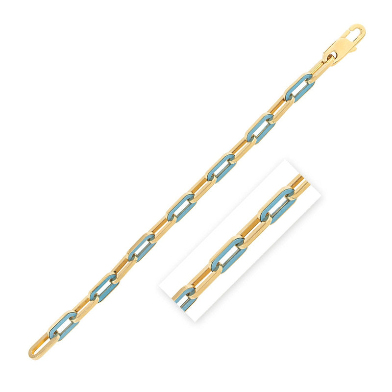 Bids.com 14k Yellow Gold Turquoise Paperclip Gem Link Bracelet (7.00 mm) Bracelets