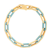 Bids.com 14k Yellow Gold Turquoise Paperclip Gem Link Bracelet (7.00 mm) Bracelets