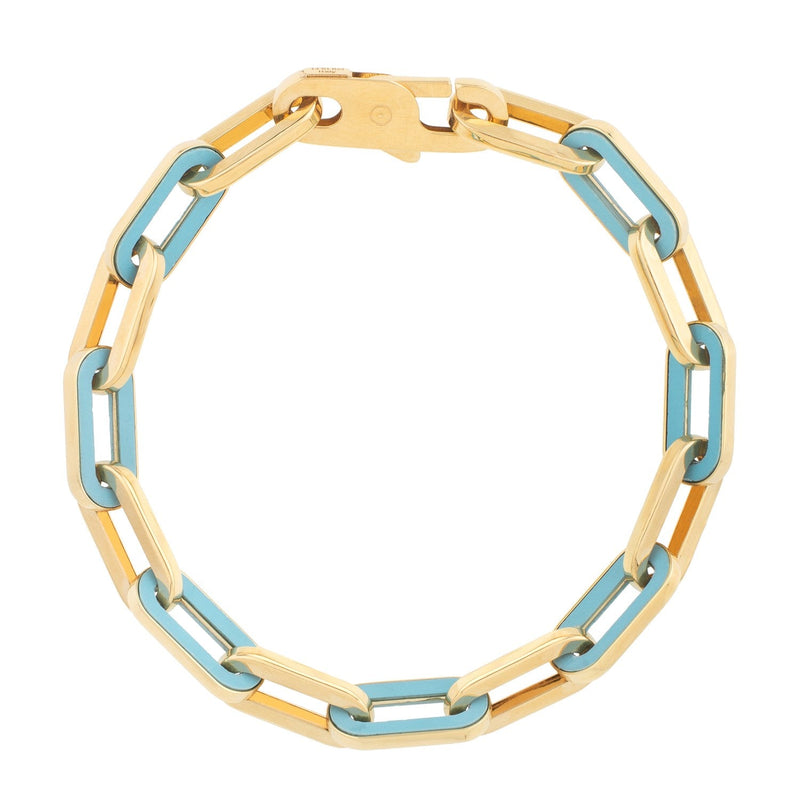 Bids.com 14k Yellow Gold Turquoise Paperclip Gem Link Bracelet (7.00 mm) Bracelets