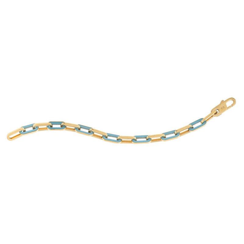 Bids.com 14k Yellow Gold Turquoise Paperclip Gem Link Bracelet (7.00 mm) Bracelets