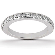 Bids.com 14k White Gold Pave Diamond Wedding Ring Band Set 1/2 Around Rings