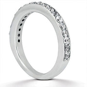 Bids.com 14k White Gold Pave Diamond Wedding Ring Band Set 1/2 Around Rings