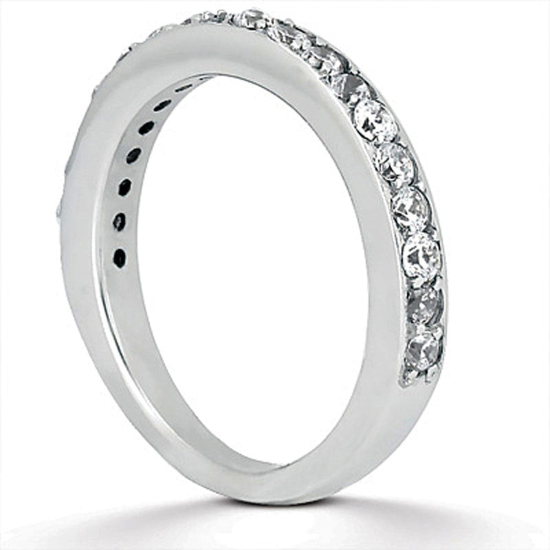 Bids.com 14k White Gold Pave Diamond Wedding Ring Band Set 1/2 Around Rings