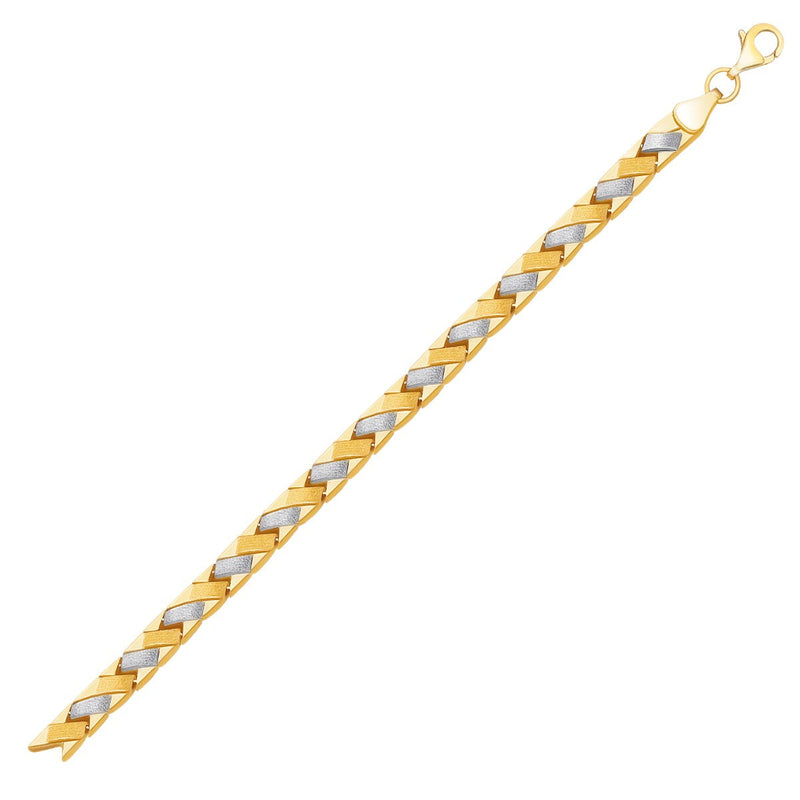 Bids.com 14k Two-Tone Gold Fancy Weave Bracelet with Contrasting Finish Bracelets