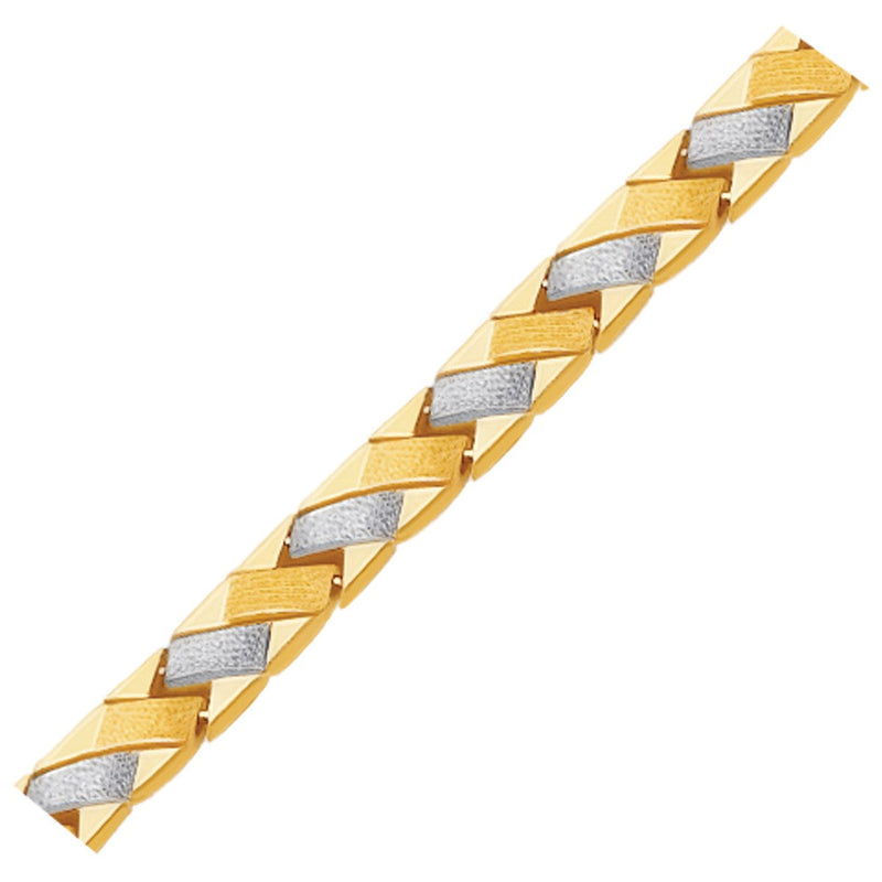 Bids.com 14k Two-Tone Gold Fancy Weave Bracelet with Contrasting Finish Bracelets