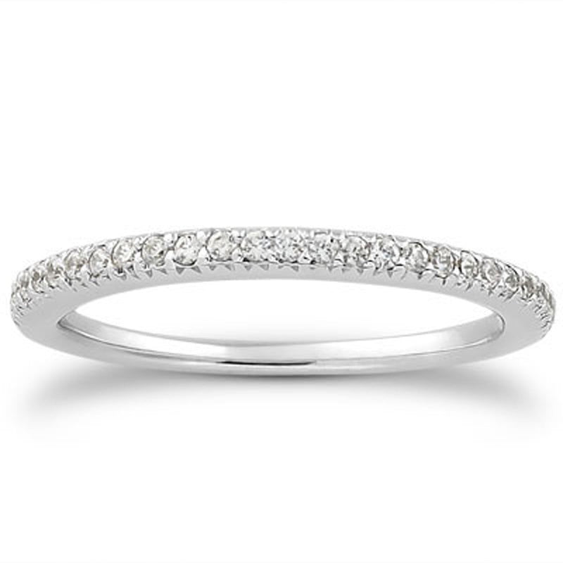 Bids.com 14k White Gold Fancy Engraved Pave Diamond Wedding Ring Band Rings