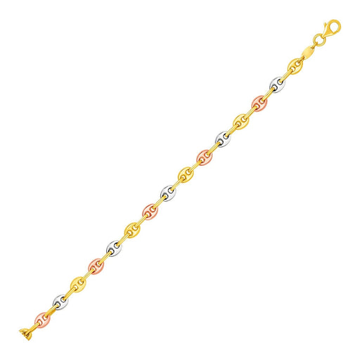 Bids.com 14k Tri Color Gold Mariner Link Anklet Accessories
