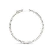 Bids.com 14k White Gold Slim Two Sided Diamond Hoop Earrings (1 1/2 cttw) Earrings
