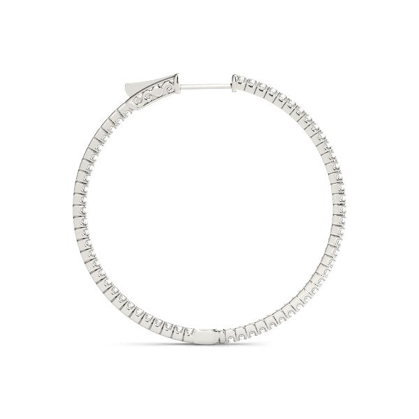 Bids.com 14k White Gold Slim Two Sided Diamond Hoop Earrings (1 1/2 cttw) Earrings