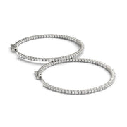 Bids.com 14k White Gold Slim Two Sided Diamond Hoop Earrings (1 1/2 cttw) Earrings