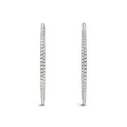 Bids.com 14k White Gold Slim Two Sided Diamond Hoop Earrings (1 1/2 cttw) Earrings