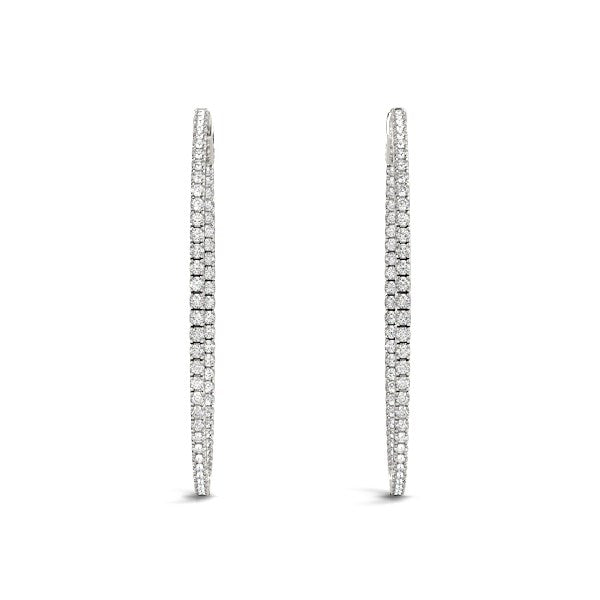 Bids.com 14k White Gold Slim Two Sided Diamond Hoop Earrings (1 1/2 cttw) Earrings