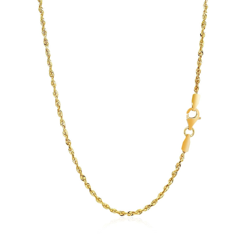 Bids.com 2.0mm 14k Yellow Gold Solid Diamond Cut Rope Chain Necklaces