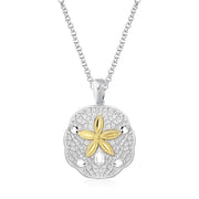 Bids.com Designer Sterling Silver and 14k Yellow Gold Sand Dollar Pendant Pendants