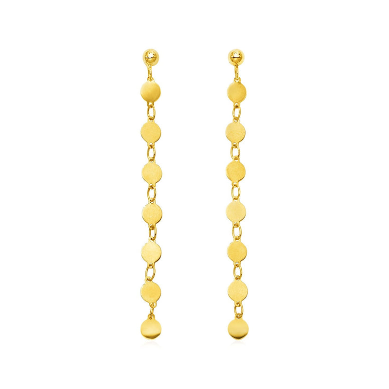 Bids.com 14k Yellow Gold Post Dangle Earrings with Polished Circles Earrings