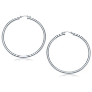 Bids.com 14k White Gold Polished Hoop Earrings (50 mm) Earrings