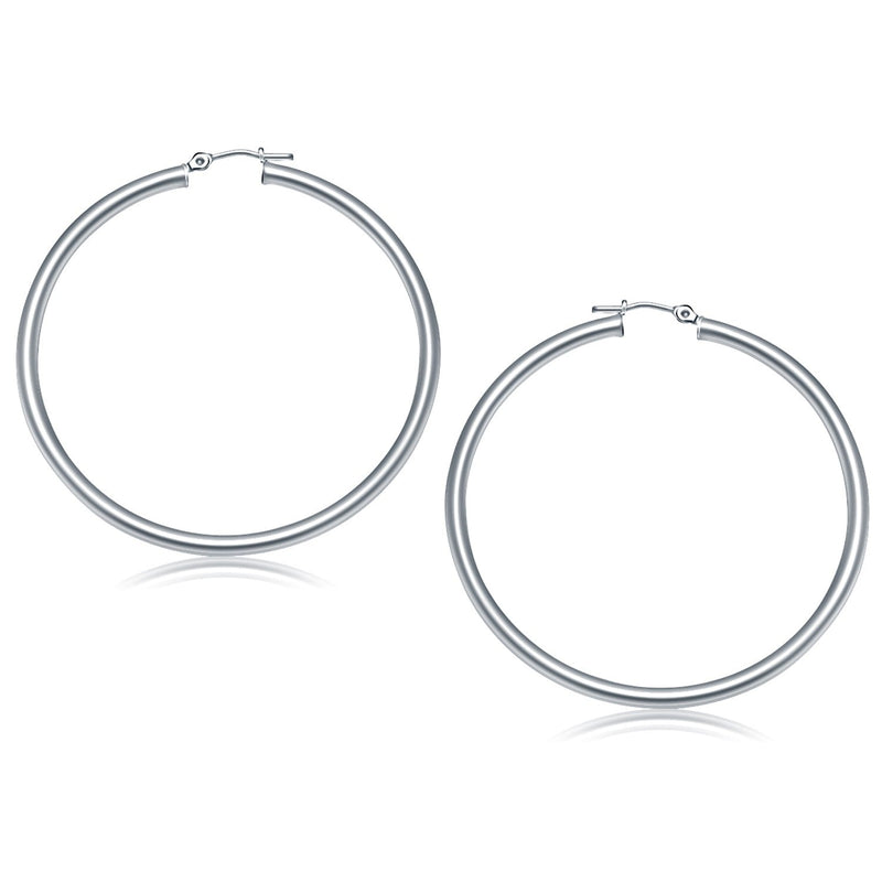 Bids.com 14k White Gold Polished Hoop Earrings (50 mm) Earrings